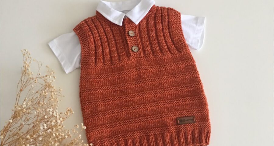Chaleco de bebe a dos agujas