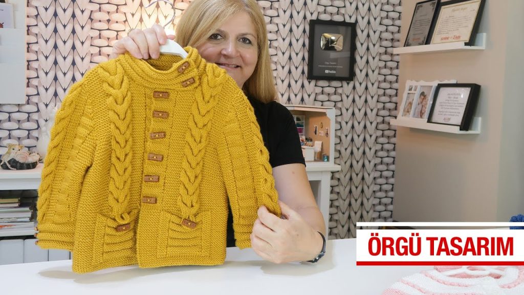 Abrigo punto trenza para niñas a palillos