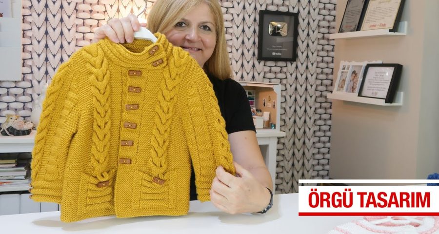 Abrigo punto trenza para niñas a palillos